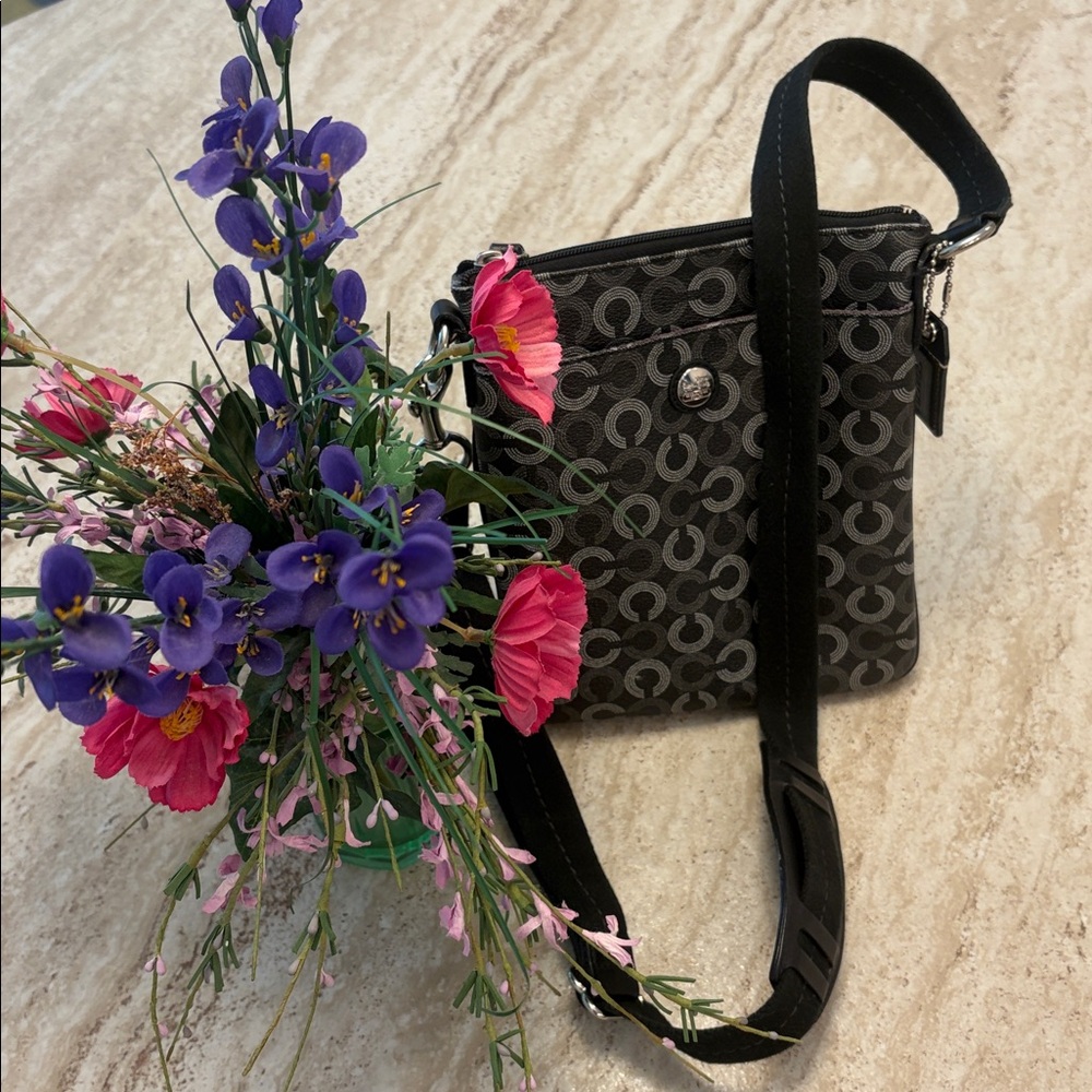 Coach Black & Gray Signature Crossbody Shoulder Bag